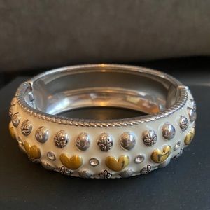 BRIGHTON Hinged Hearts/Rhinestone Bracelet ~ Ivory